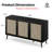 59" Large Modern Sideboard Buffet Cabinet with Handwoven Rattan Doors - Entryway, Living Room Storage Console (Black)-2117074499