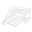 Lit simple au-dessus d'un lit superposé, finition blanche avec glissade et structure en pin massif, peu encombrant pour les chambres à coucher, apparence esthétique grise, matelas à 18 lattes en bois amovible, très limitée