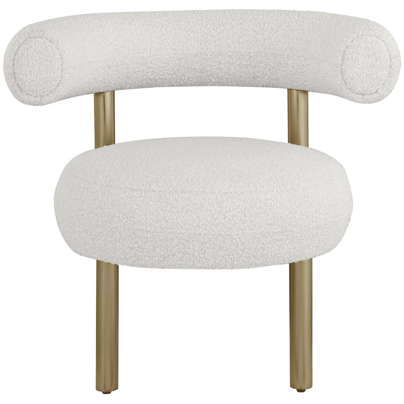 Bordeaux Boucle Fabric Accent Chair, Brass, Cream Boucle Fabric