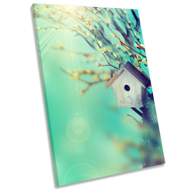 Floral Bird House - Wrapped Canvas Print