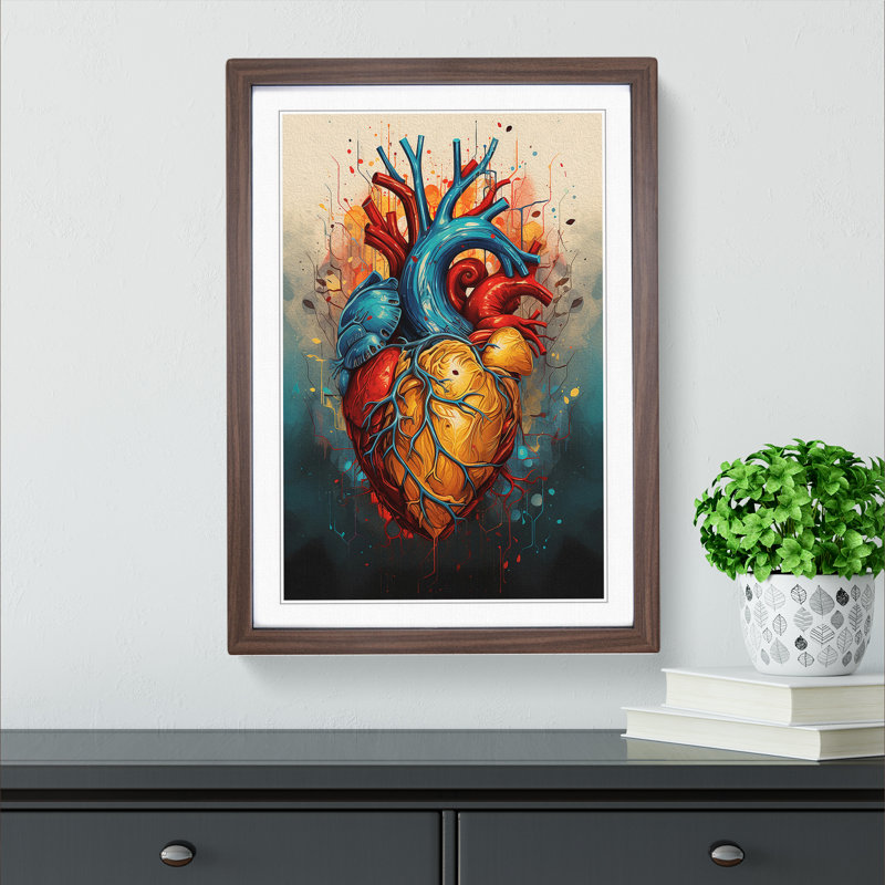 Single Picture Frame Print on Wood, Walnut Framed, 46cm H x 34cm W