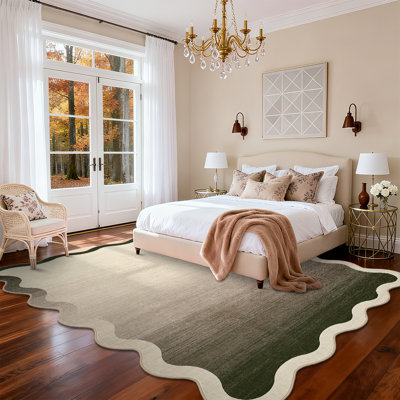 Tapis moderne festonné et lavable avec envers antidérapant, tapis décoratif ombré, tapis d'intérieur à poils courts résistant aux taches pour chambre à coucher, salon, chambre de bébé