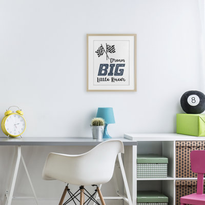 Dream Big Little Racer Framed Print Under Glass, design by Christine Simpson Art