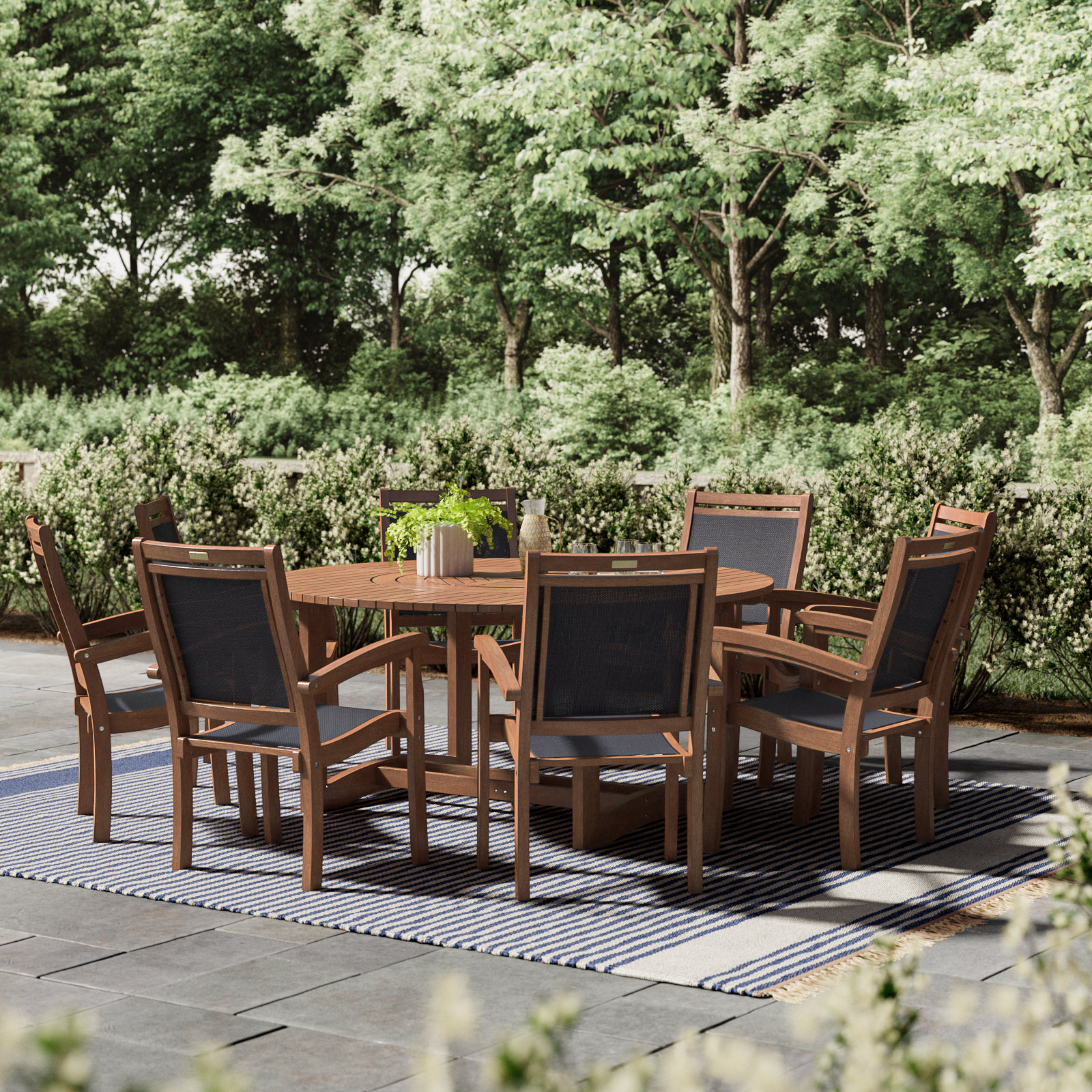 Fleur Round 8 - Person 63" Long Dining Set