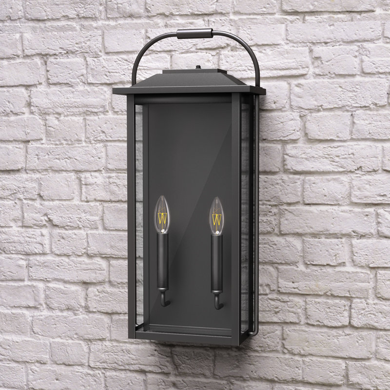 Applique murale d'extérieur en fer noir avec crépuscule à l'aube 24 po H 2 po