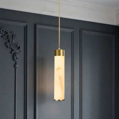 1- Light Alabaster Mid Century Modern Copper Pendant Lights