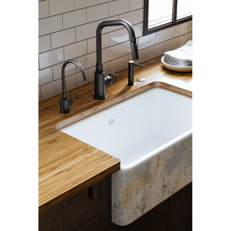 Shaws 30" L x 18" W Farmhouse Kitchen Sink, Patina Blue/Silver