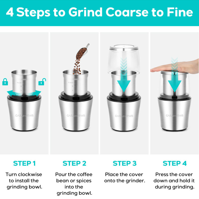 Casabrews Kwg130 Electric Coffee Grinder One Touch Multipurpose