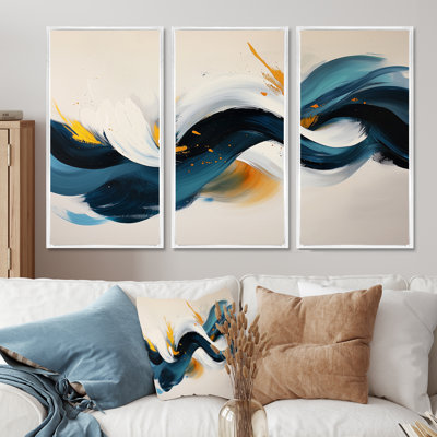 Racines et reflets des vagues abstraites II - art abstrait spirales murales - ensemble de 3