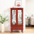 Graceful Curio Cabinet With 2 Doors And 1 Drawer - Cherry, Adjustable Shelves, Bulb Included, Protection Mechanism Fascinating Lighted Display Cherry Finish, Stability Guarantee-1338806571
