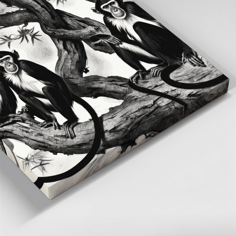 Faune, art mural sur toile gris et noir, H 8 po x l 10 po
