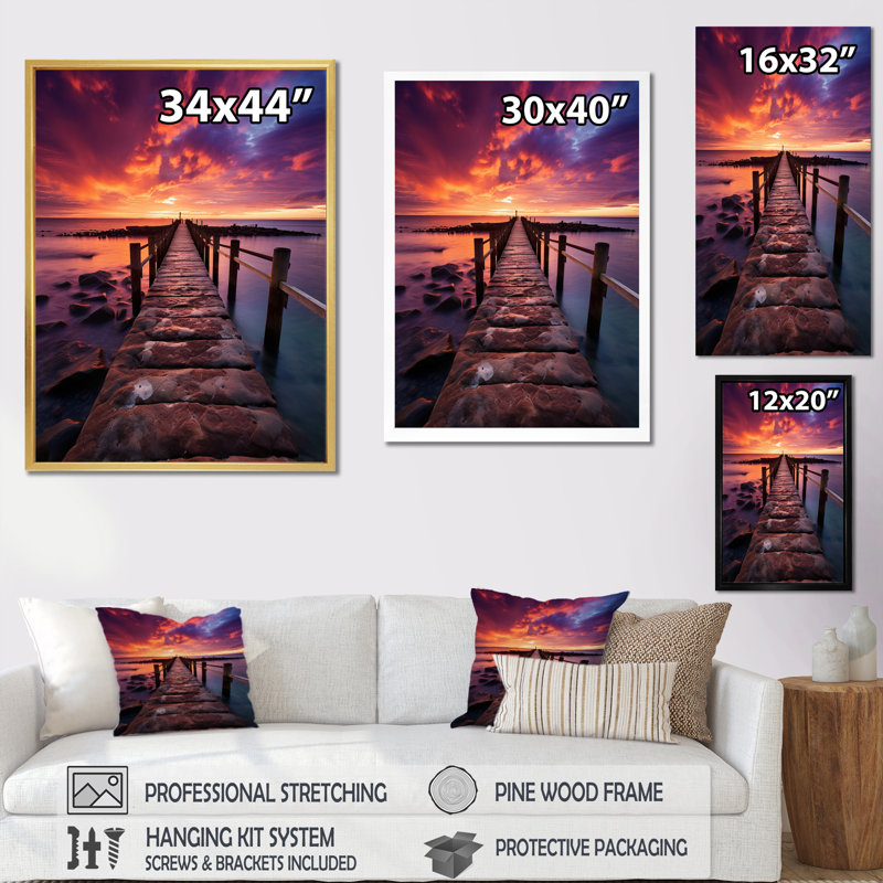 Impression sur toile Pier Twilight Retreat I sur toile, Encadrement doré, H 40 po x l 30 po x P 1,5 po