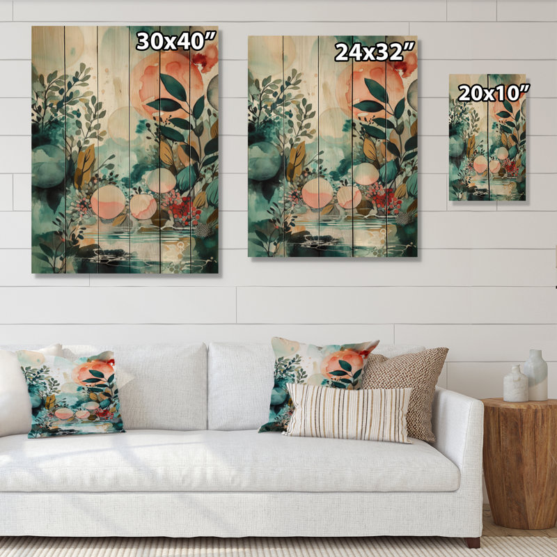 Impressions vertes et oranges d'un esprit libre II sur bois, H 32 po x l 24 po x P 0,78 po