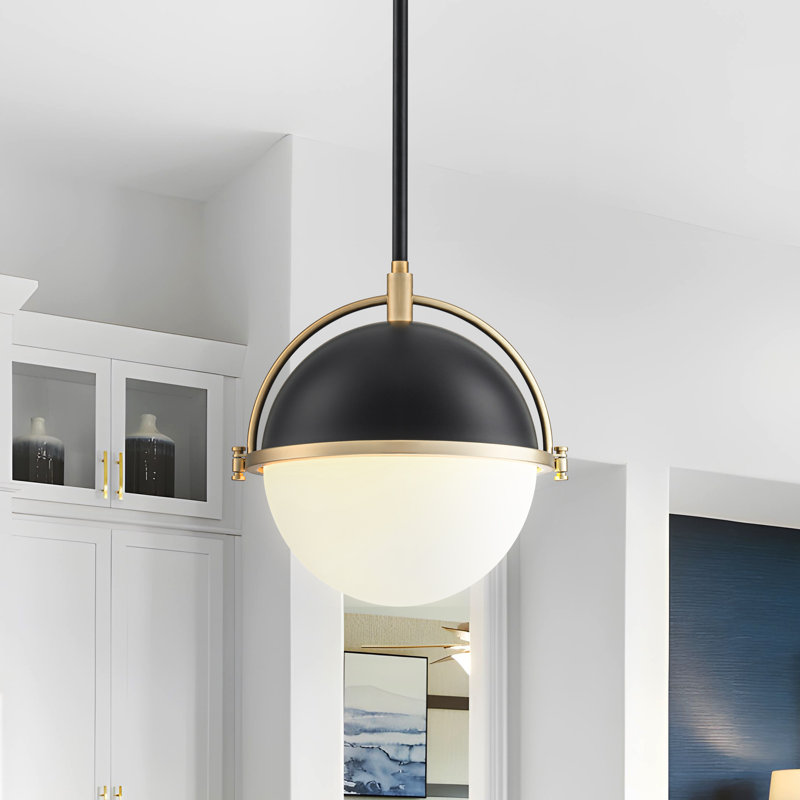 Gladi 1 - Light 9'' Single Glass Globe Pendant, Gold/Matte Black