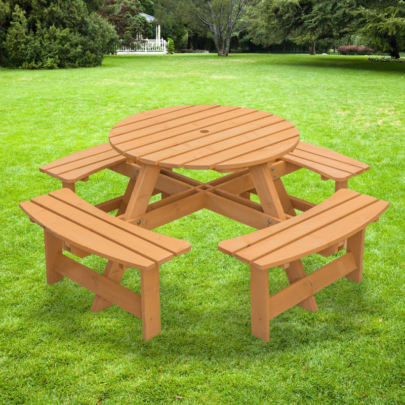 Arlynda 8 - Person Patio Dining Set with Round Table, Stained