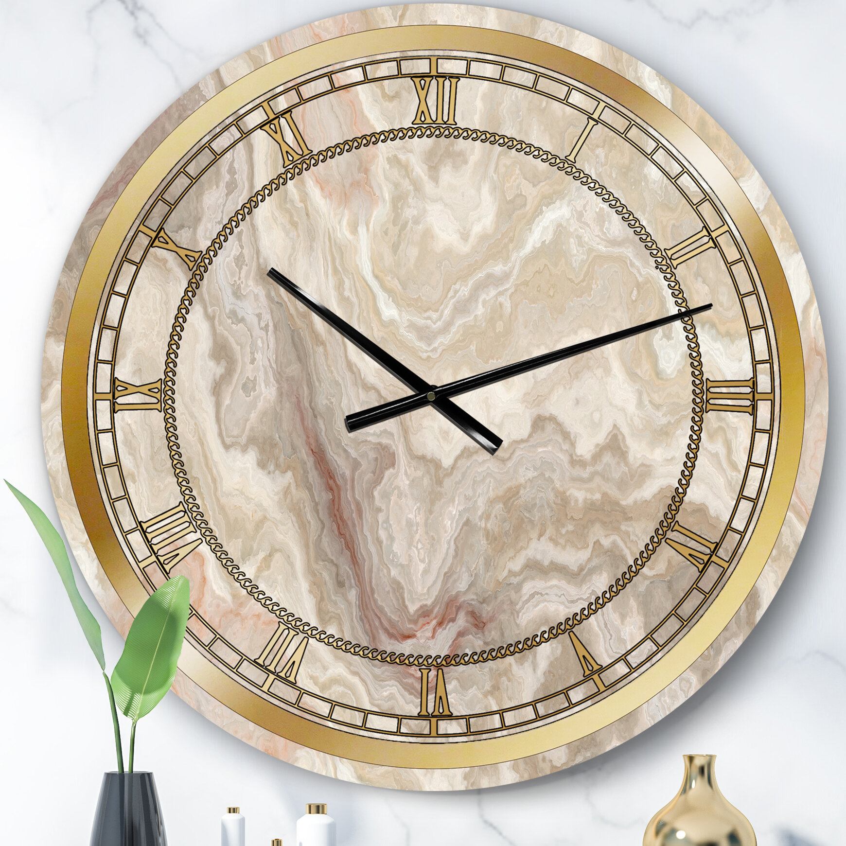 The Twillery Co.® White Onyx Natural White Marble - Glam wall clock ...