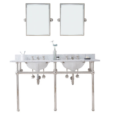 Embassy Stone Oval Console Bathroom Sink with Faucet and Overflow