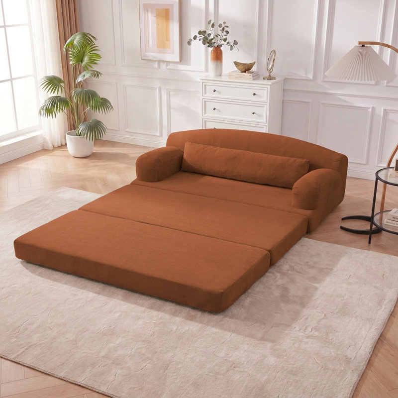Canapé-lit convertible moderne, modulaire et empilable avec housse amovible, Orange