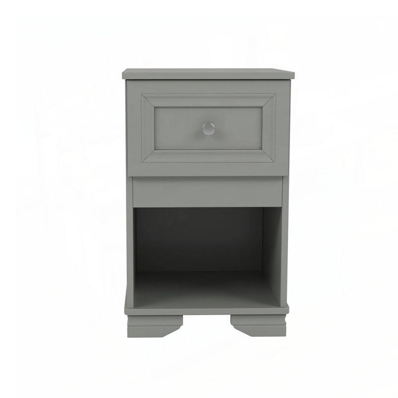 Table de chevet au design élégant avec tiroir et tablette ouverte, table de chevet de style rétro pour un rangement amélioré et un attrait esthétique