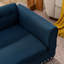 Lit confortable surdimensionné en lin bleu foncé, lit rectangulaire surdimensionné avec accoudoirs, pieds courts pour faciliter le déplacement et le confort