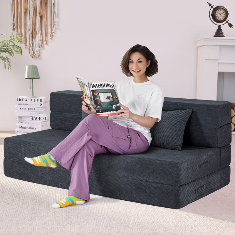 Grand canapé-lit 60 po convertible et pliable, Gris foncé