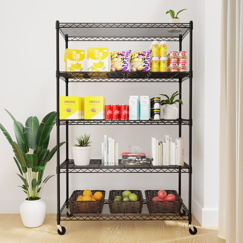 Heavy Duty 5 Tier Removable Metal Storage Shelving Unit With Thickened Wire