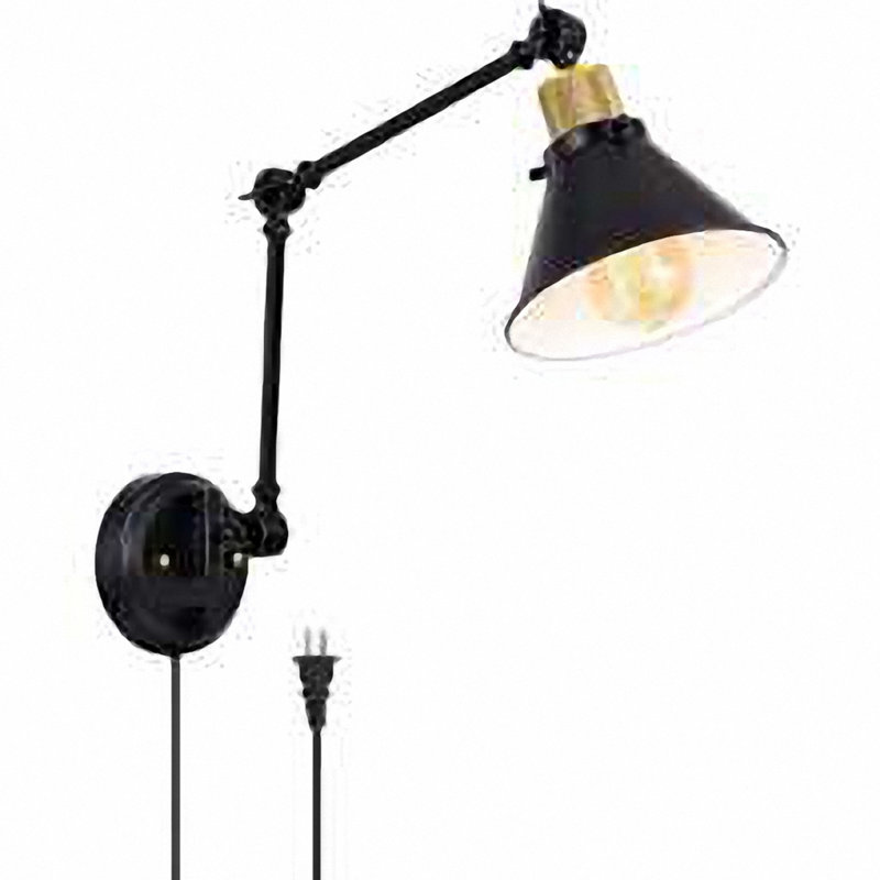 Applique murale 13 po 1 lumière moderne réglable dorée avec bras pivotant, lampe de travail rétro à brancher pour la chambre à coucher ou le salon
