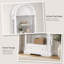 Armoire de rangement cintrée de 180 cm (70,9 pouces) avec portes en verre trempé, éclairage DEL à détecteur de mouvement et tiroirs, idéale pour le salon, la cuisine et la salle à manger, blanche.