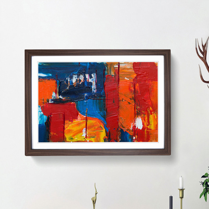 Abstract Art Painting Vol.334 by S.Johnson - Framed Print, 62cm H x 87cm W x 2cm D, Walnut Framed