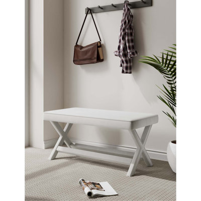 Banc rembourré en velours Mid-Century