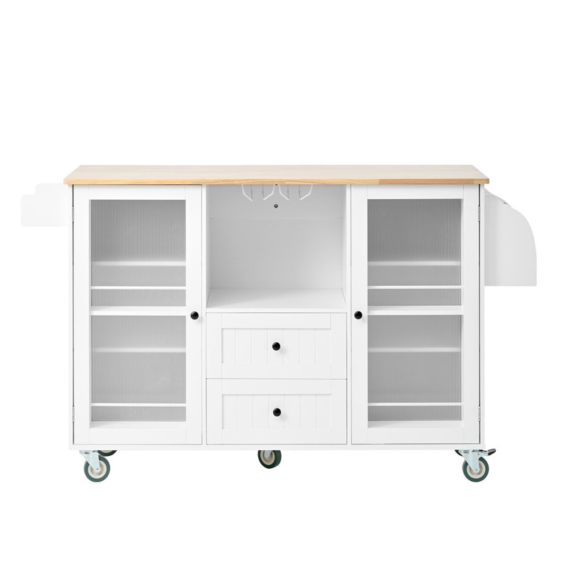 Chariot de rangement sur roulettes avec plateau Dropleaf pour îlot de cuisine