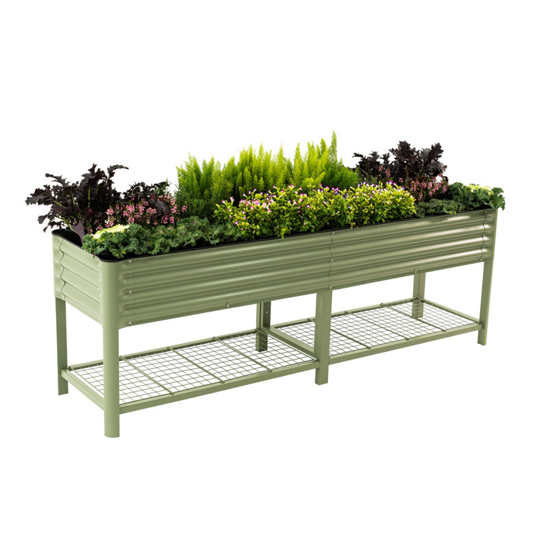 Jardinière surélevée en métal 32 po de hauteur et 24 po de largeur, Vert olive