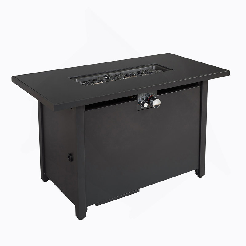 25" H X 42" W Steel Outdoor Fire Pit Table With Lid