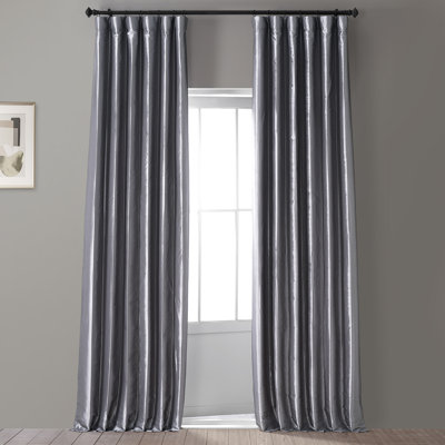 Juda Faux Silk Curtains for Bedroom Blackout Curtains for Large Window Single Panel