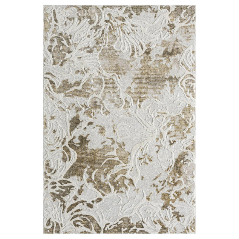 Modern Distressed Marble Area Rug, Rectangle 7'9" x 9'11"