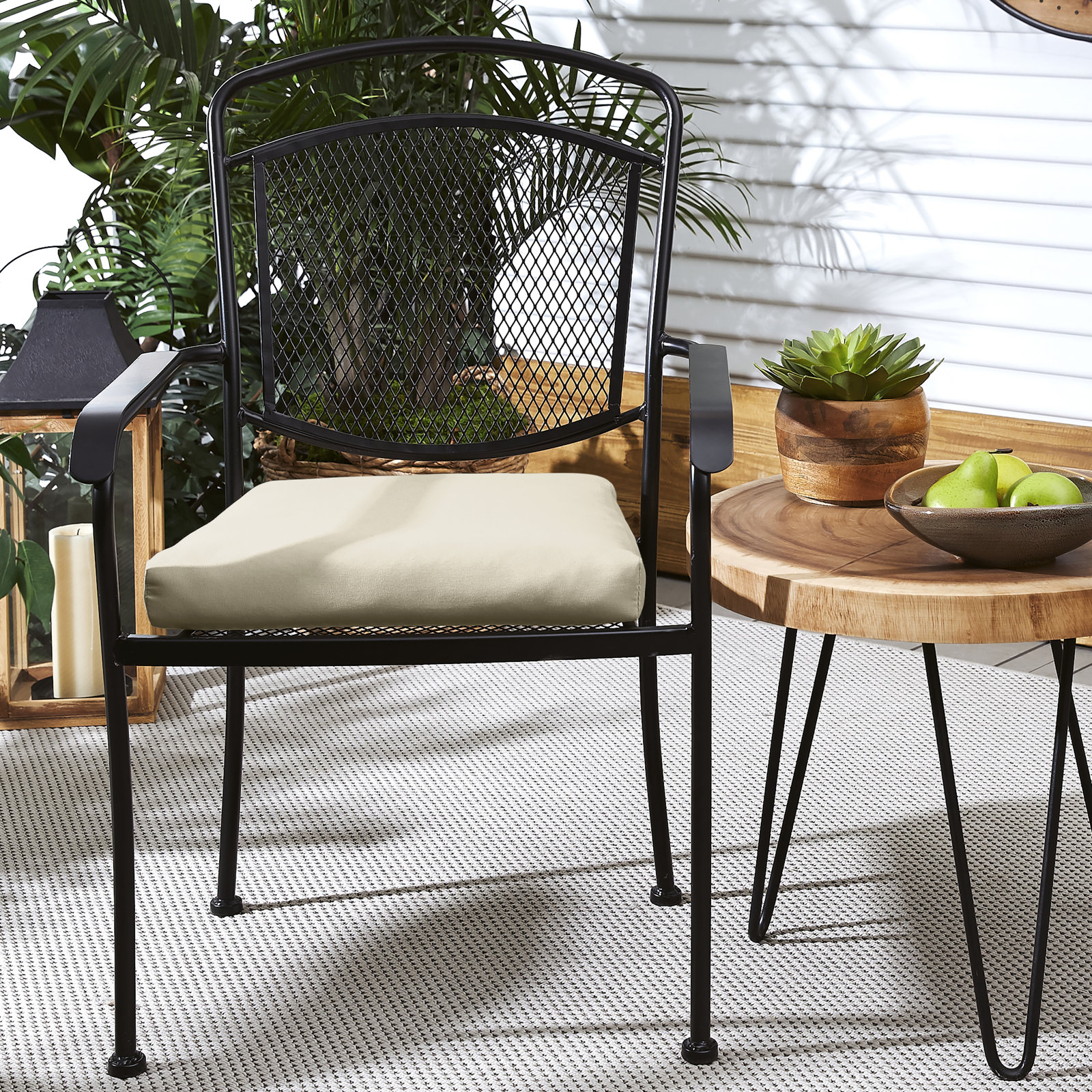 Kisha Sunbrella Outdoor Dining Chair Cushion, Fresco Natural