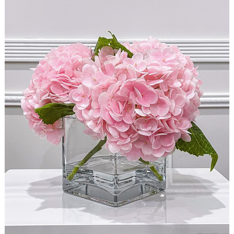 Arrangement de faux hortensias, Rose clair
