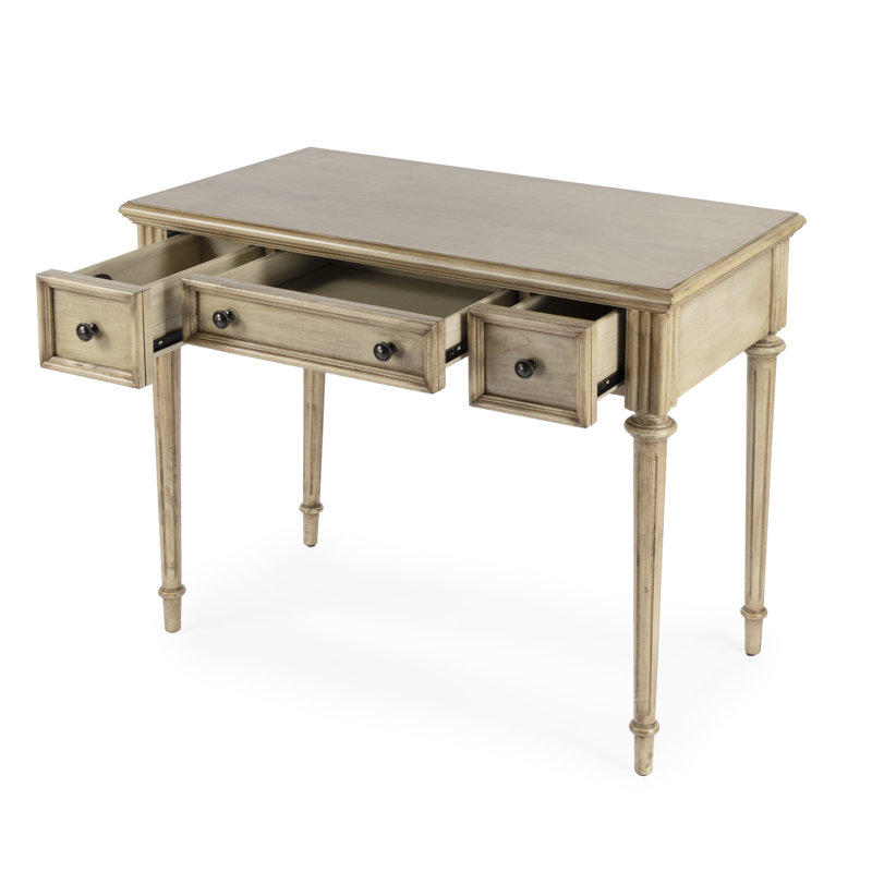 Edmund 38" Writing Desk with Storage, Antique Beige