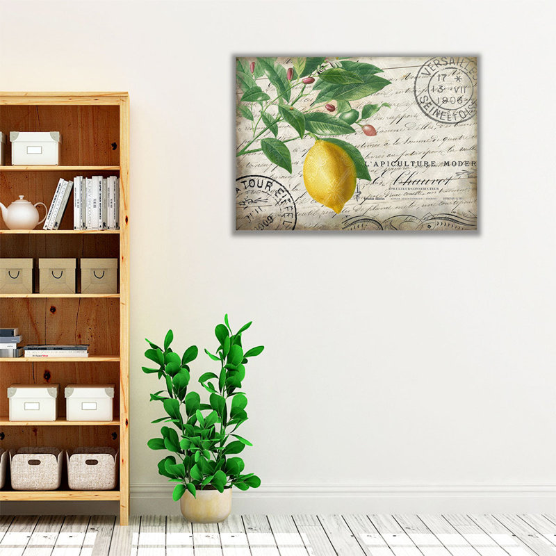 Rétro citron - reproduction d'art sur toile, H 18 po x l 24 po
