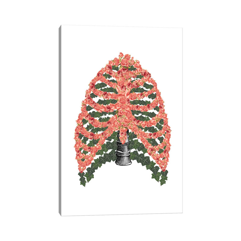 Floral Ribcage by Kiki C Landon - Wrapped Canvas Print, 30.48cm H x 20.32cm W x 1.91cm D