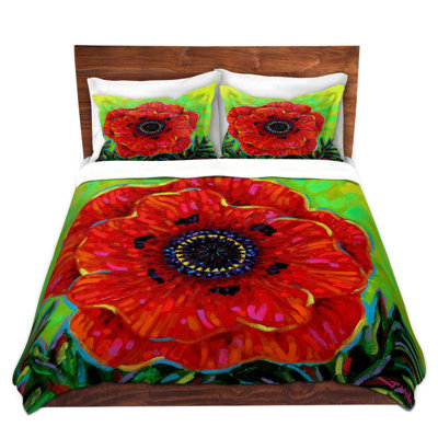 DiaNoche Duvet Cover Sets Microfiber by John Nolan - Big Poppy