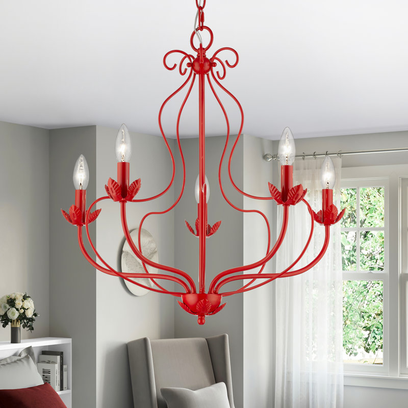 Bellamira Mallory 5-Light Dimmable Chandelier , Shiny Red