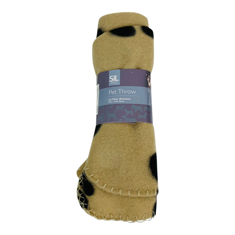 Paw Print Fleece Throw, Brown, W70 x L80cm