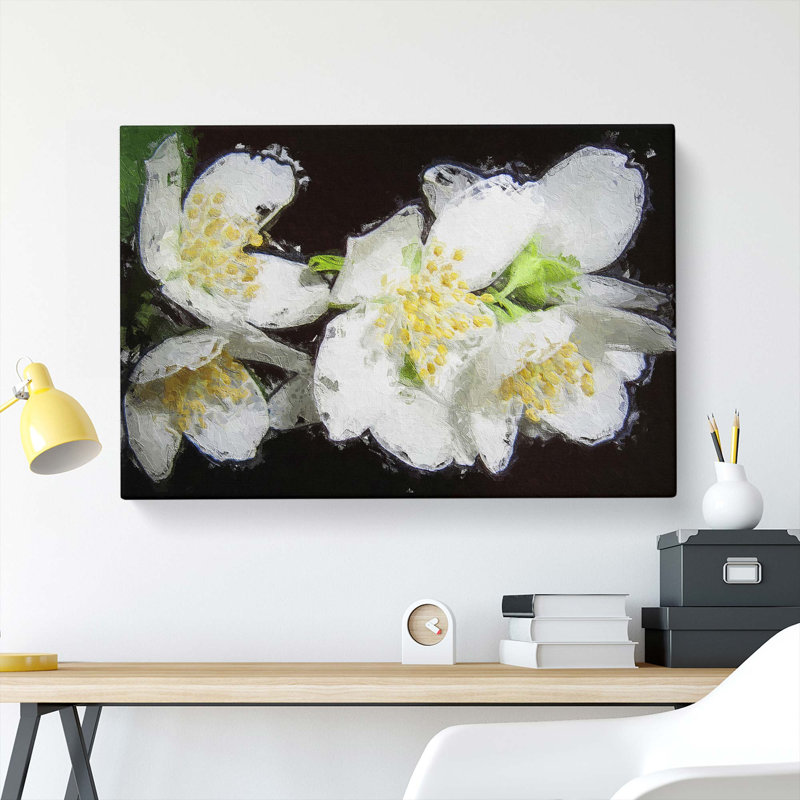 White Jasmine Flowers - Wrapped Canvas, 40cm H x 60cm W x 3cm D