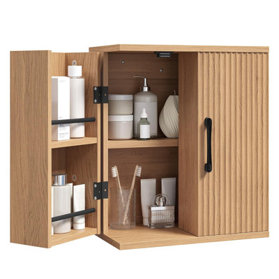 Armoire de rangement murale à double porte à rainure verticale, armoire à pharmacie multifonctionnelle pour salle de bain, cuisine et buanderie