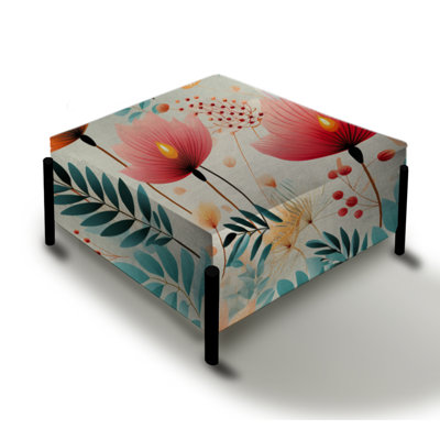 Very Soft Green And Pink Tropical Pattern - Botanical Large Square Ottoman
