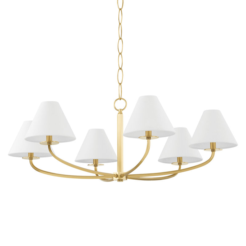 Lustre Stacey 6 lumières par Becki Owens pour Hudson Valley Lighting, Laiton vieilli