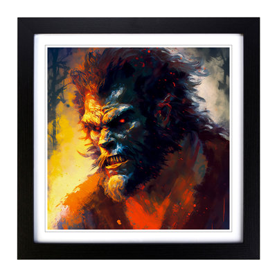 Werewolf Post-Impressionism - Single Picture Frame Print on Wood