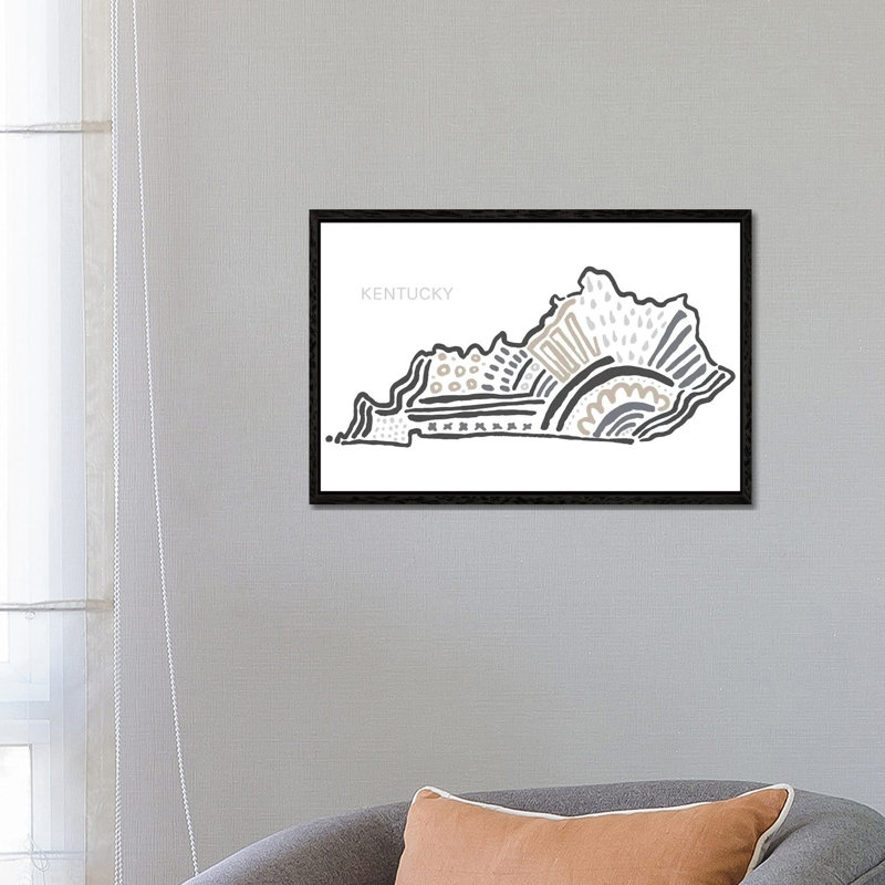Kentucky In Black And White - Print on Canvas, 66.04 cm H x 45.72 cm W, Black Framed