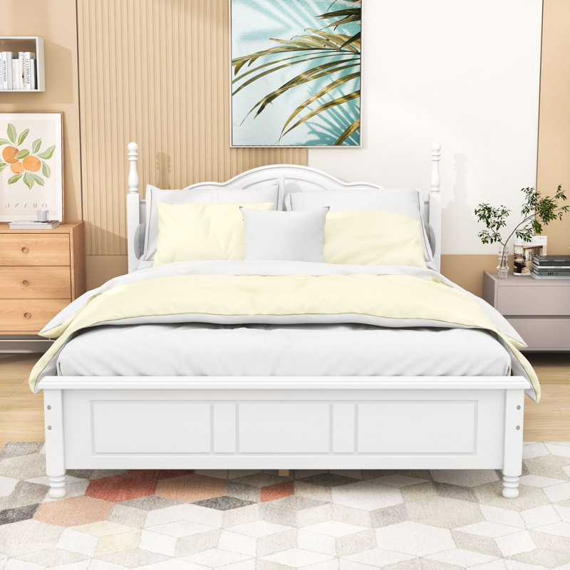 Brochan Wood Platform Bed with Headboard, Full, Dark Walnut